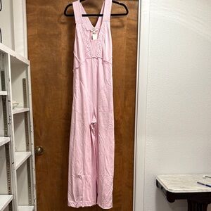 560. Blue Velvet Light Pink Sleeveless Wide-Leg Jumpsuit